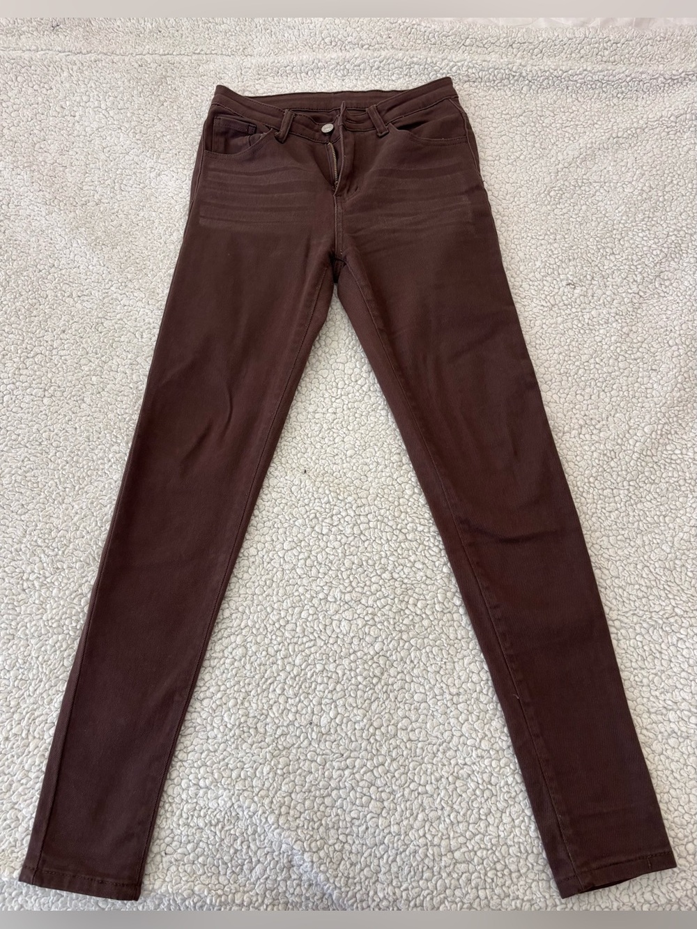 SHEIN Chocolate Brown High-Rise Skinny Jeans